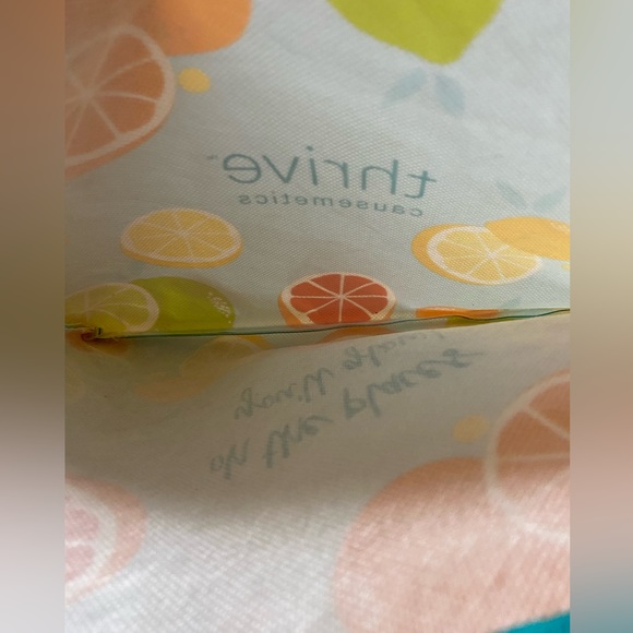 Thrive Causemetics Blue Makeup Travel Case with Fruit Design - Picture 3 of 9